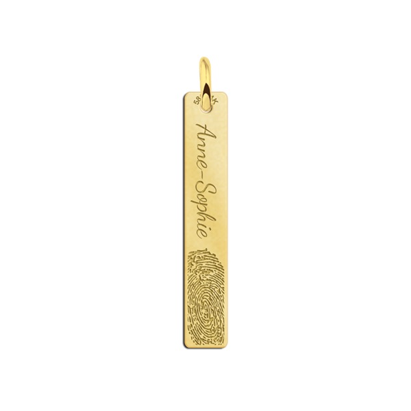 Gouden Bar Ketting Hanger met Vingerafdruk Names4ever